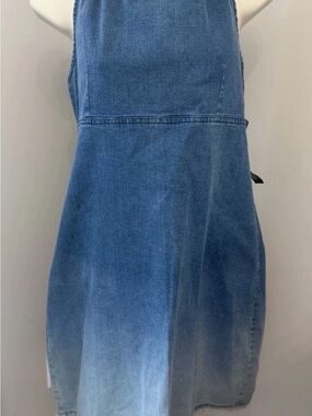 NWT VTG Jazzie Backless Halter Denim A-Line Dress - Blue Large